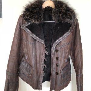 Cole Haan Vintage Faux Fur Leather Jacket